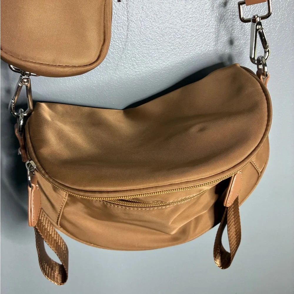 Tan Nylon Crossbody Bag